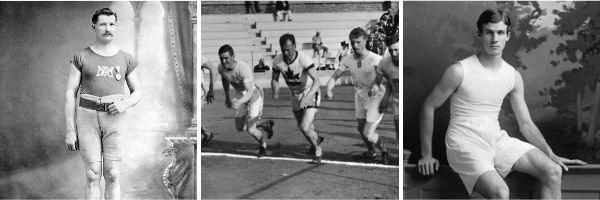 Gauche à droite : Étienne Desmarteau, Frank Lukemon et Percival Molson